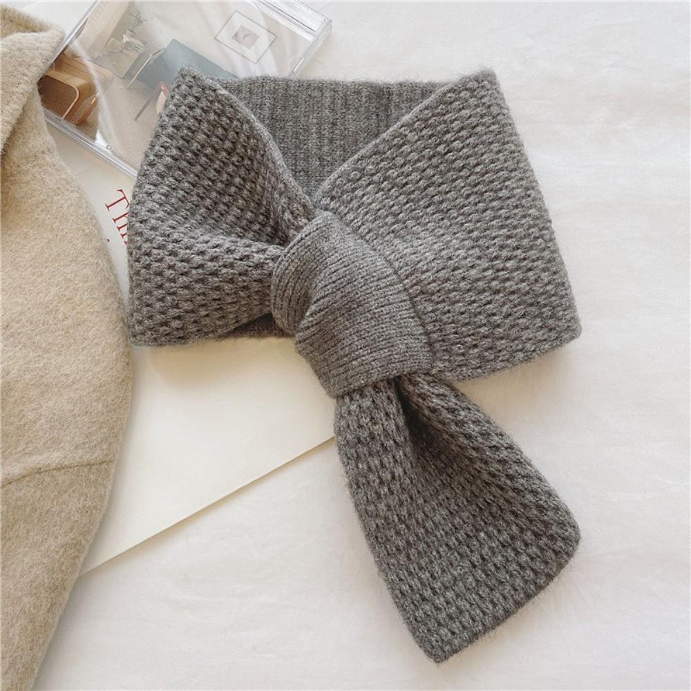 Knitted Neck Scarf Thick Neckerchief Wrap Winter Warm Cross Scarf  Girls