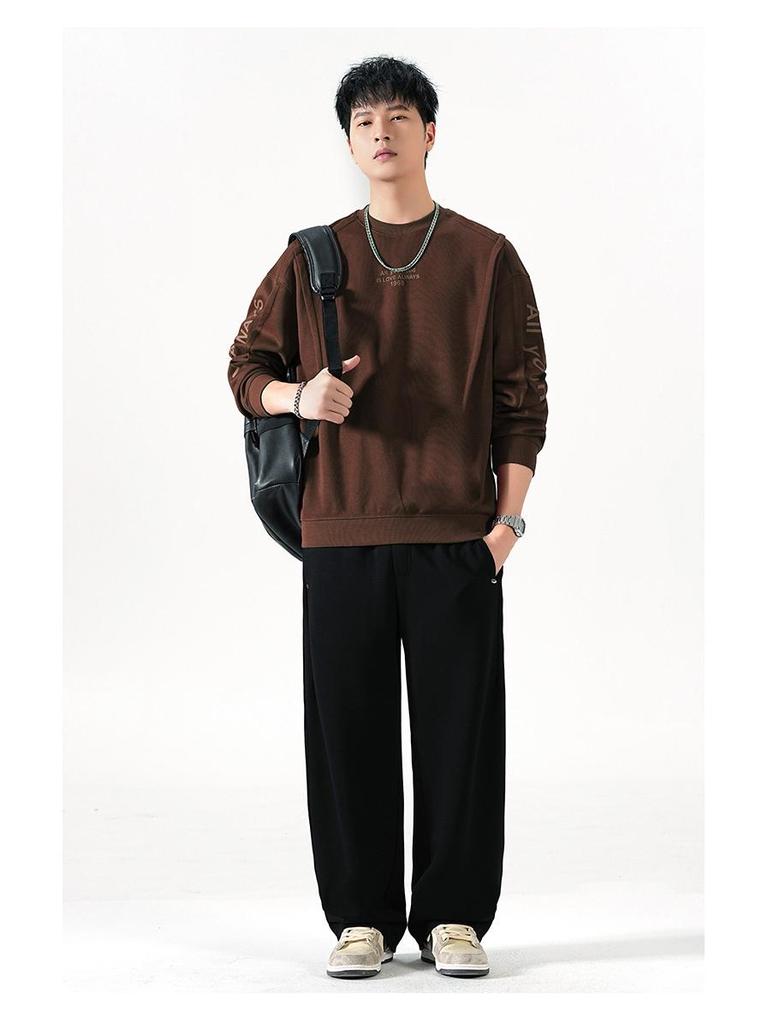 High-End American Men's Heavyweight Letter Print Hoodie - 2025 Autumn Trendy Spliced Loose Base Layer Shirt