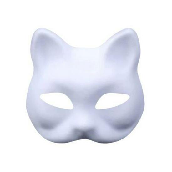 Hand-Painted DIY Venetian Cat Face Half Mask - Exquisite Children's Paper Pulp Mask