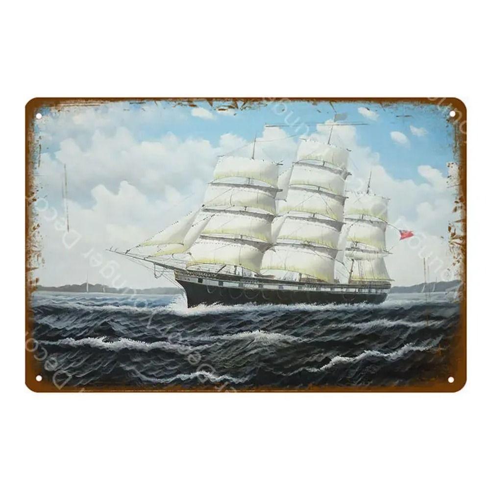 Metal Sign Vintage Sailboat Nautical Decor Maritime Gift Wall Art 20x30 Cm