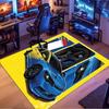 Blue‑Yellow Modified Sport Car Split Comic Panel Print Area Rug Non‑Slip Rectangular Floor Mat Car Fan Decor for Gaming Room Living Bedroom