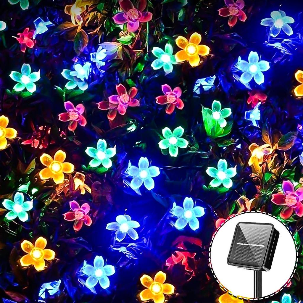 Super Bright Peach Blossom Garland Solar Led Colorful Lights Outdoor Decoration Mtltiple Sizes