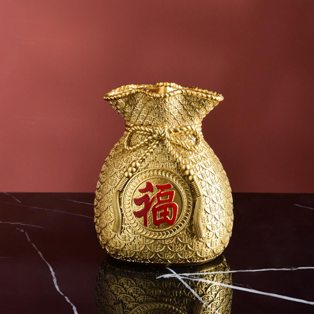 

Resin Flower Vase Planter Pot Money Bag Shape Accent Feng Shui for Home Furnishing Gift золотой