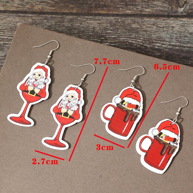Cross-border Retro Cartoon Santa Claus Cup Earrings