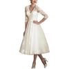 Robe de mariée légère française en dentelle manches moyennes robe à tempérament moyenne et longue robe blanche petite pour l'enregistrement du mariage peut être portée quotidiennement