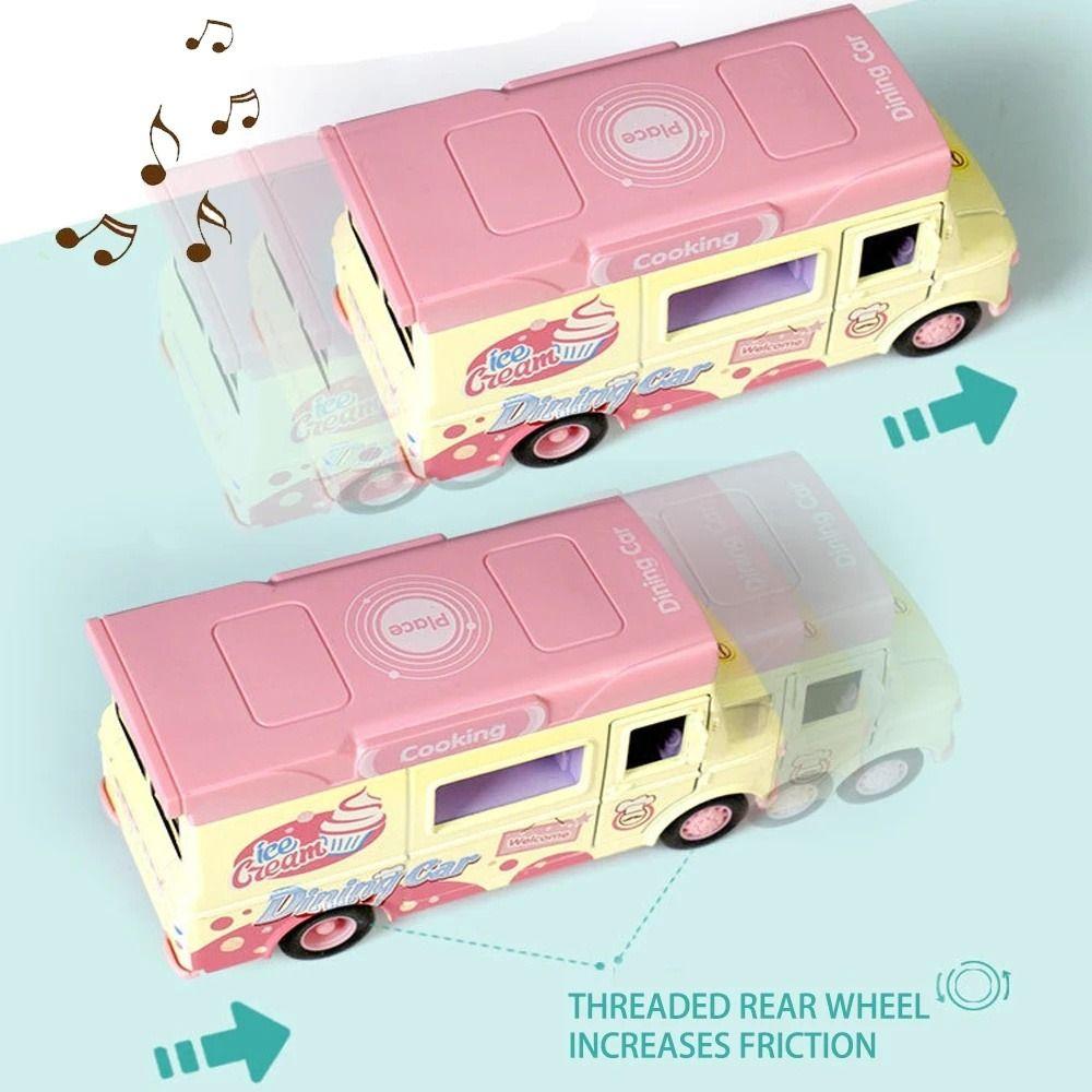with Music Light Ice Cream Car Model Bright Colors Pull Back Car  Parent-child Interaction