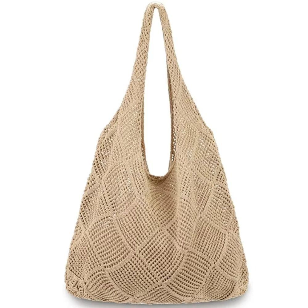 Large Capacity Women Shoulder Bag Fashion Shopping Tote Big Purses Knitted Handbag  Travel