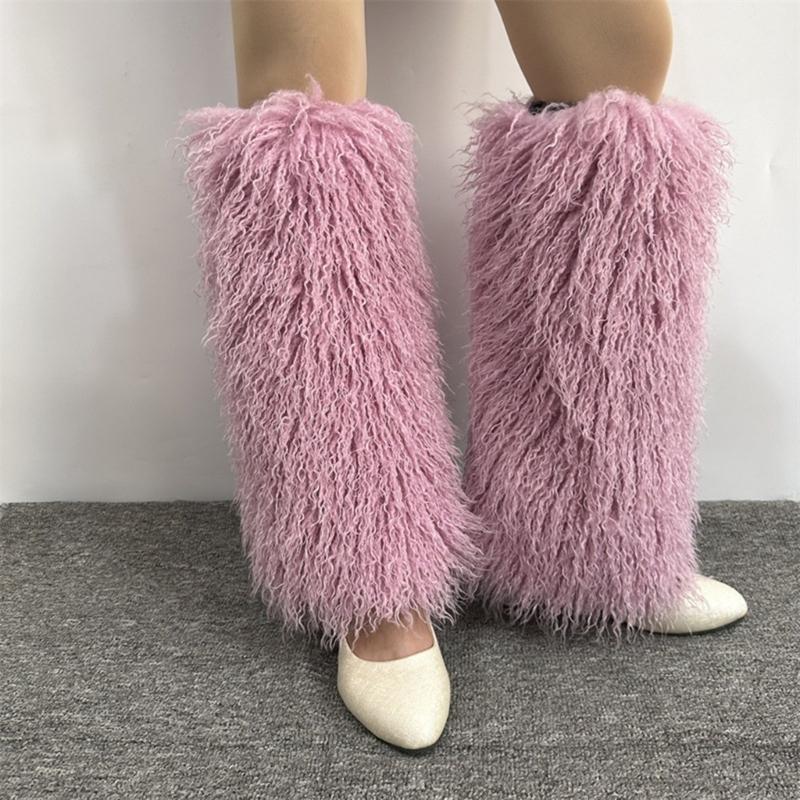Harajuku Shoes Cuffs Leg Warmer Winter Warm Vintage Solid Color Fuzzy Plush Boots Cover Thick Calf Socks for Womens