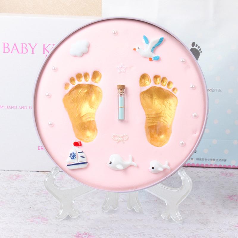 Newborn Hand And Foot Print Clay Fetal Hair Souvenir DIY Baby Hand And Foot Print 100 Days Full Month Gift
