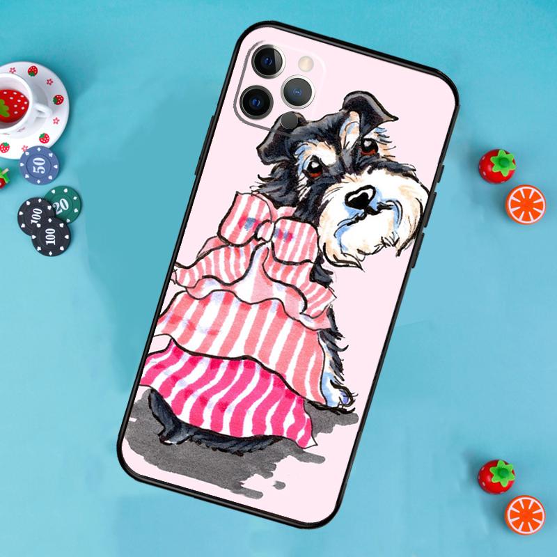 Miniature Schnauzer dog art Phone Case For iPhone 16 15 11 12 13 14 Pro Max Mini X XR XS MAX Plus Cover Coque