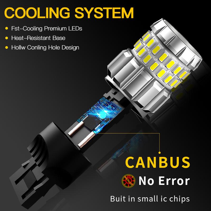 2×7443 7440 LED Turn Signal Light T20 W21W Lamp for Mitsubishi Outlander Sport/RVR/i-MiEV, Yellow Indicator Blub Canbus No Error