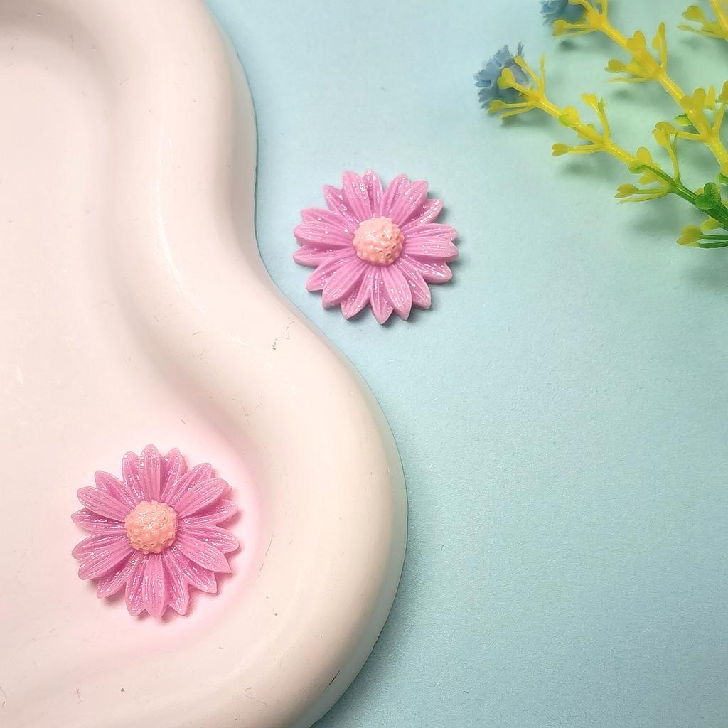 100Pcs Flatback Resin Daisy Flowers Craft Cabochons for Jewelry Making Scrapbooking Embellishments Sunflower Resin Slime Charms