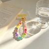 Rainbow Frosted Jelly Bead Phone Lanyard Lightweight Double Clasp Anti-Lost Wrist Strap for Daily Commute Shopping