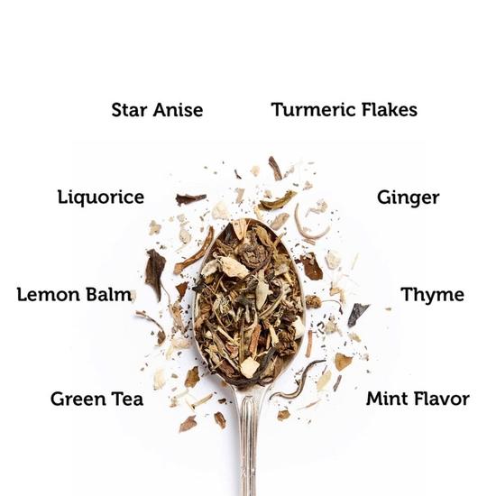 Teekultur der Welt Happy Immunity Grüner Tee | Ayurvedischer Kräutertee, Süßholz, Kurkuma, Sternanis, Ingwer, Thymian, Zitronenmelisse | 16 Stück