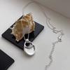 Korean Style Pendant Necklace Silver Saddle Bag Pendant New Sweater Chain