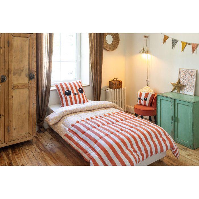 Parure de couette toutes dimensions "Fresh Popcorn" Réversible 100% Coton / 57 Fils/cm² - 140x200