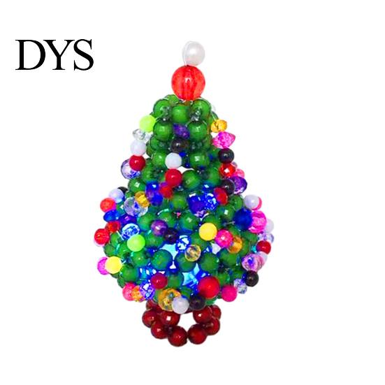 Handcrafted Gift Ideas Handmade Beaded Christmas Tree Ornament, Sparkly Crystal Bead Mini DIY Craft Kits Tabletop Decor, Hand-Woven Xmas Desktop