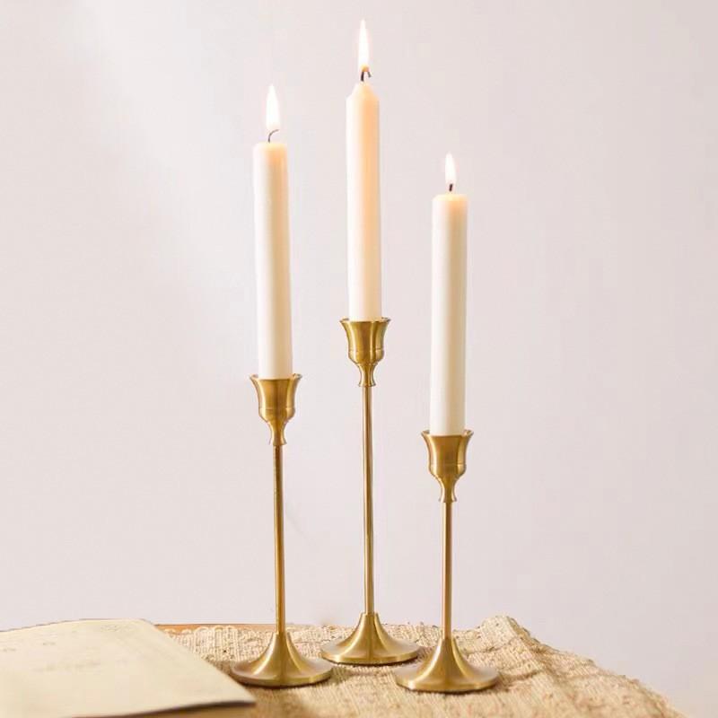 Elegant Vintage Brass Candle Holder Set Romantic Dinner Wedding Decor Christmas Table Centerpiece