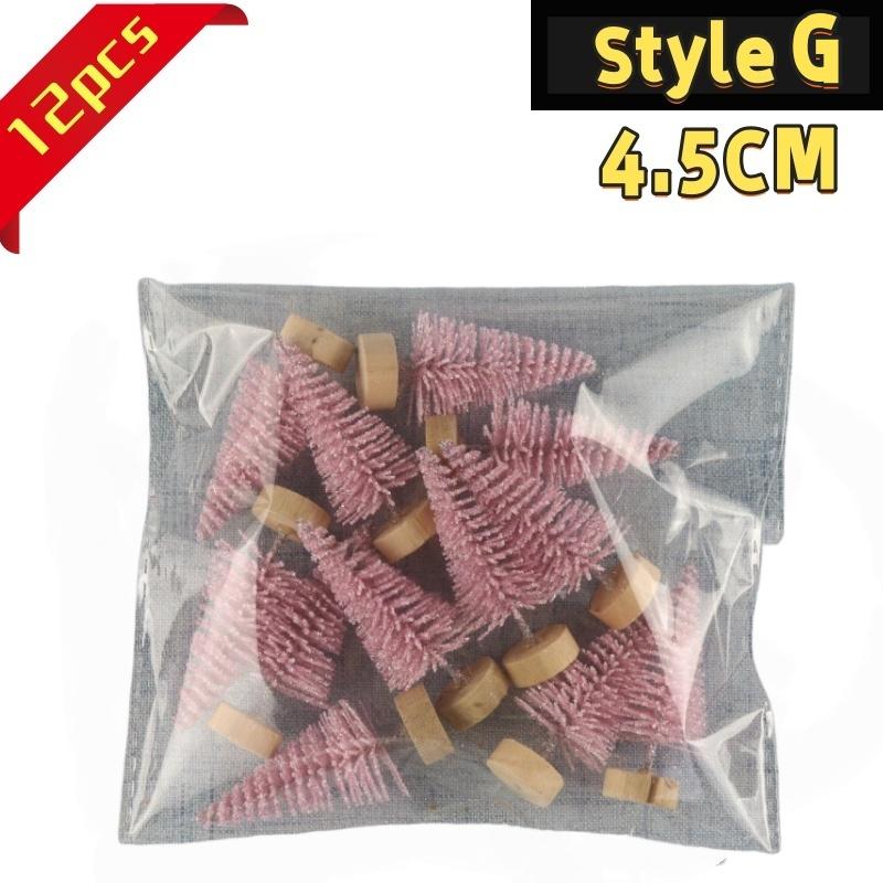 12Pcs Mini Christmas Desktop Miniature Pine Tree Micro Landscaping 4.5/6.5Cm Sisal Silk Cedar Tree Ornamen Navidad Xmas Decor