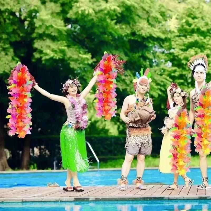 5-50Pcs Artificial Flower Wreath Hawaiian Dance Theme Party Garland Summer Beach Wedding Birthday Party Decorative Supplies