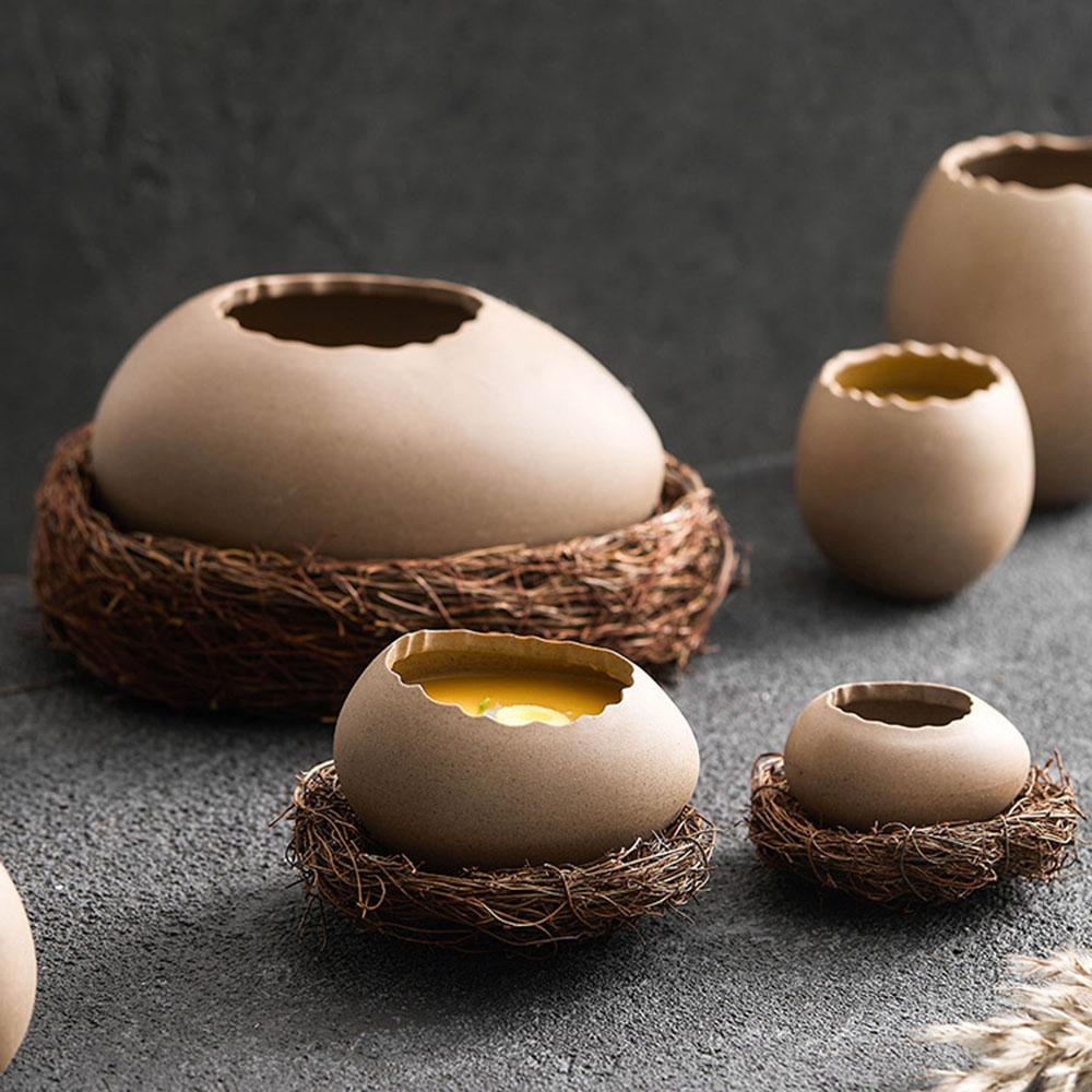Modellatura a Guscio d'Uovo Ciotola per Uova al Vapore Ciotola da Dessert Ciotola in Ceramica a Forma di Uovo di Struzzo per Yogurt Stoviglie Speciali per Ristorante