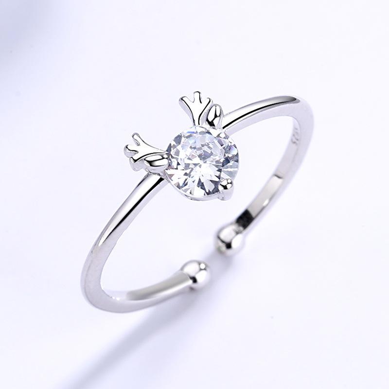 S925 Sterling Silver Yilu You Antlers Ring Korean Fashion Simple Opening Sweet Women's Jewelry