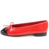 Chanel Ballet Shoes COCO Mark Two-tone Flats Red Black Patent Leather 36 G02819 Used