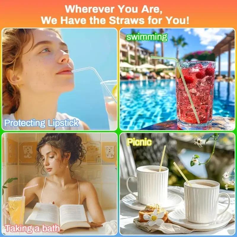 Plastikstrohhalme Flexible Kunststoffstrohhalme für Saft Cocktail Trinkhalme Mehrfarbig Küche Party Plastikstrohhalm