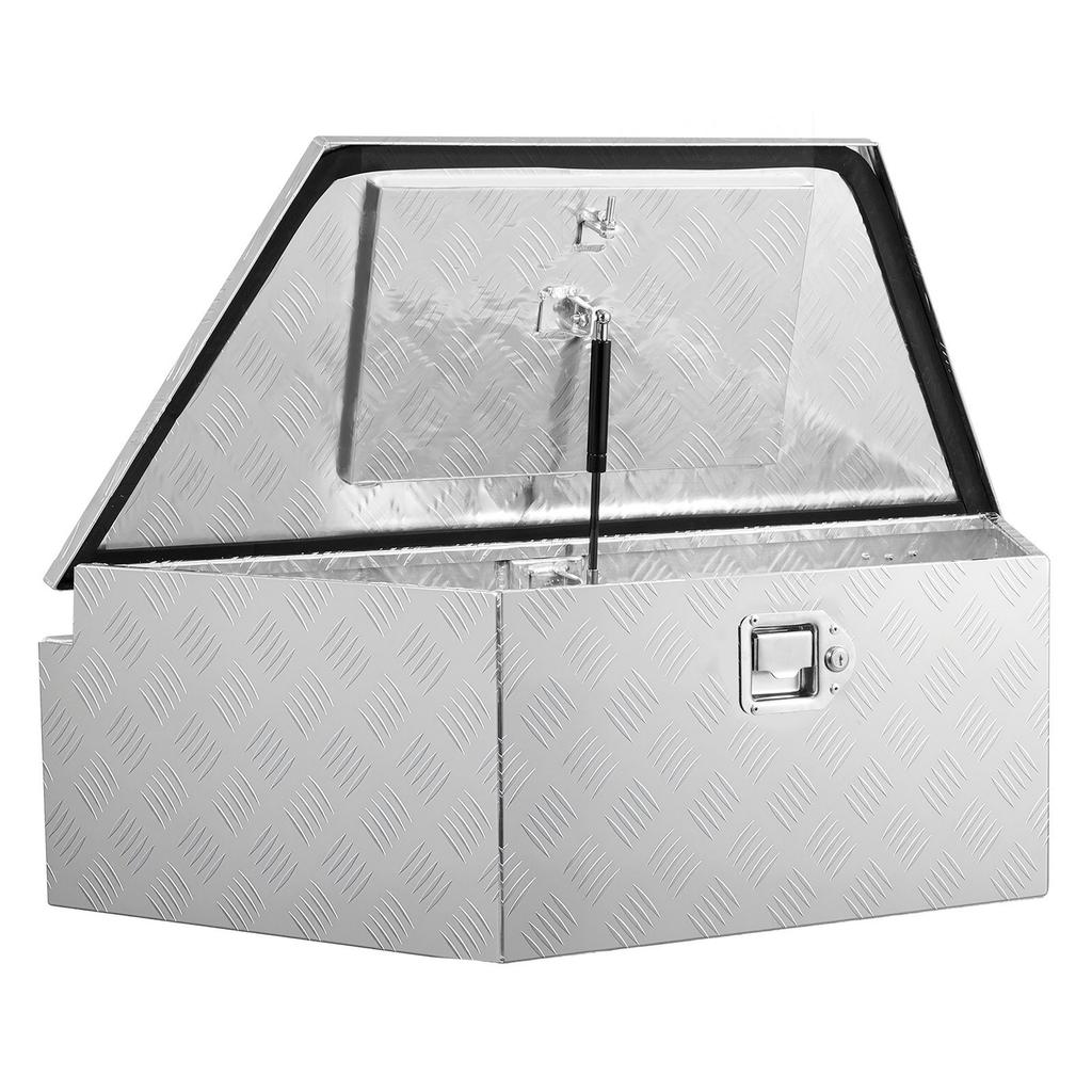 Caixa para Engate de Reboque, 990 x 419 x 305 mm Caixa de Ferramentas de Alumínio para Engate de Reboque, Organizador de Armazenamento Resistente com Trava e Chaves, Baú de Ferramentas Utilitário para Picape