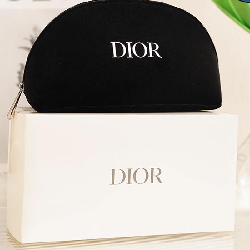Dior Beauty Sacchetto Cosmetico Semicerchio in Velluto Nero, Organizer per Trucco Elegante