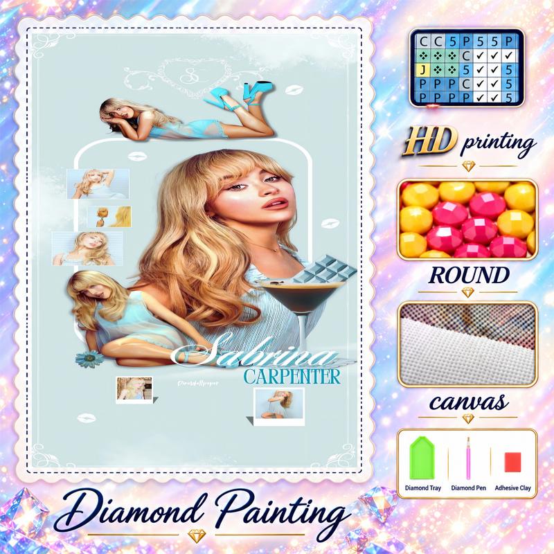 Sabrina Carpenter Diamond Painting Kit 5D Full Drill DIY Diamond Mosaic Wall Art Home Decor