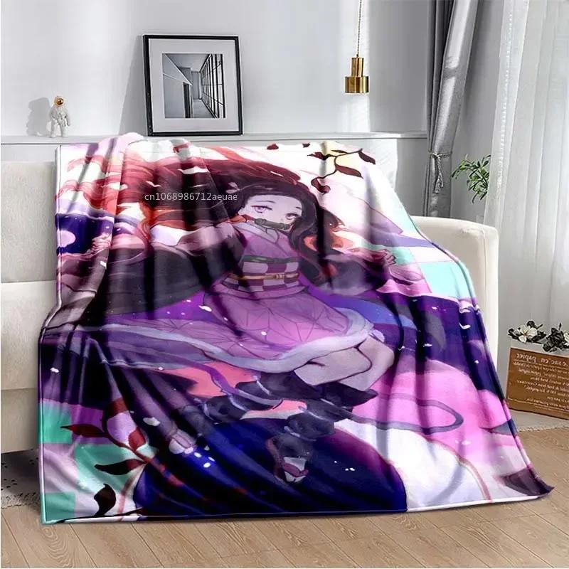 Anime Demon Slayer Kimetsu no Yaiba Fleece Blanket Nezuko Kamado Tanjiro Kamado Soft Bedding Bedspread Sofa Warming Cover
