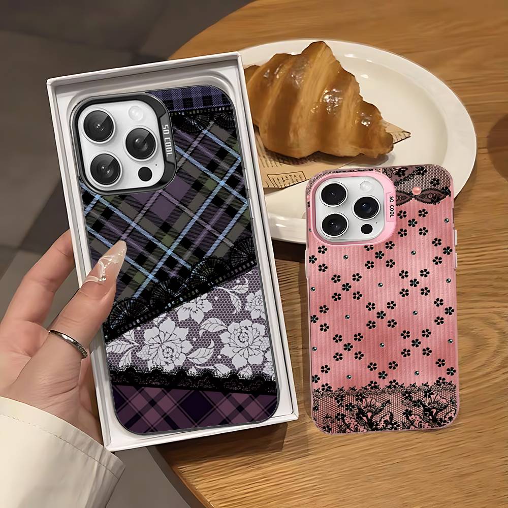 Lace Pattern Phone Case For IPhone 17 16 15 14 13 12 11 Pro Max Plus Color Silver Cover
