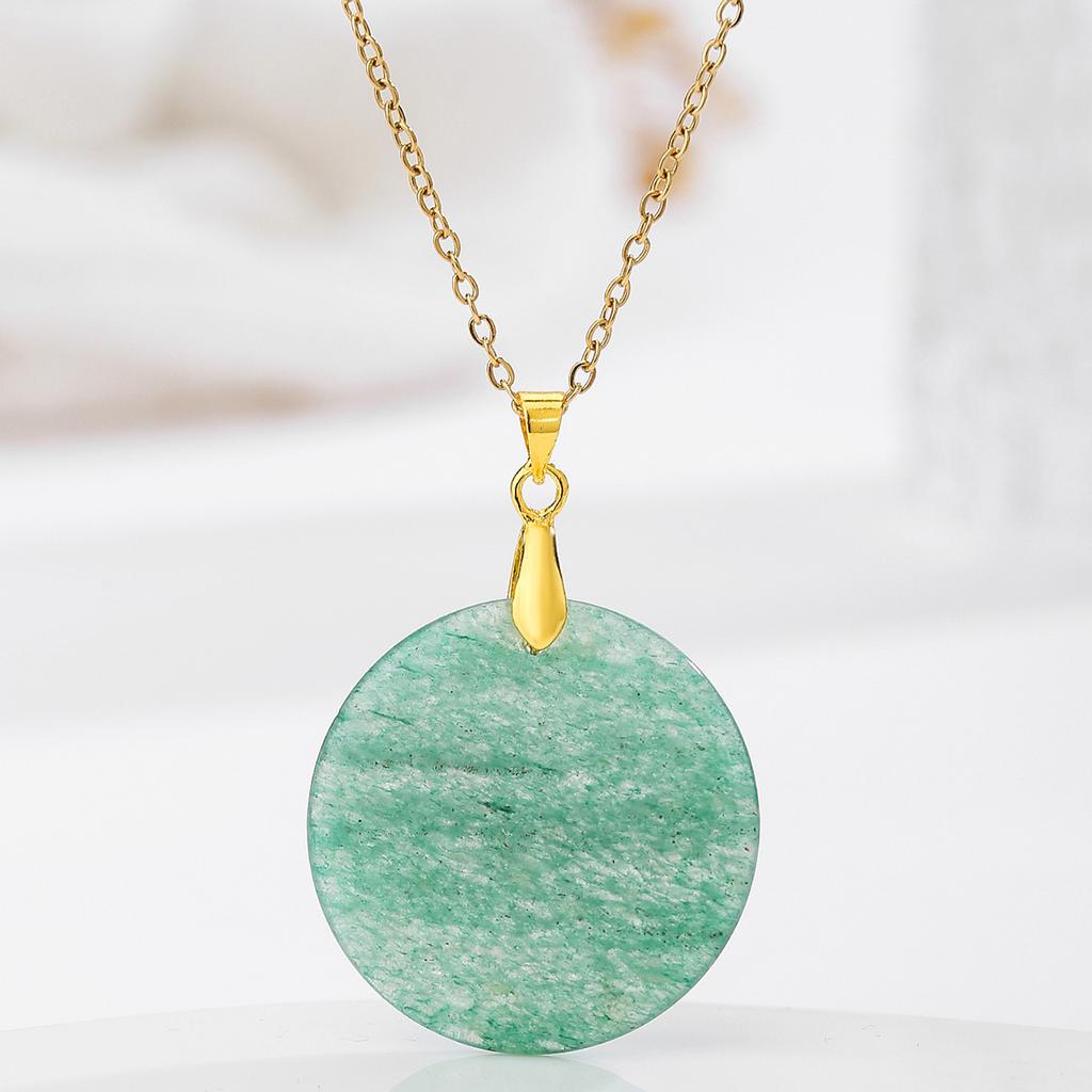 Natural Crystal Pendant, Pink Crystal Round Necklace, Insignia Necklace, Bohemian Jewelry