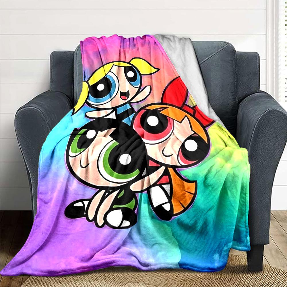 1pc Powerpuff4 Blanket, Gift, for Men and Women, Soft Blanket, Good for Sofa Bed Couch Travel, Lightweight Flannel Blanket