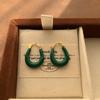 Retro color ring earrings, ear buckles, light luxury fashion, simple personality, daily high-end commuting versatile atmosphere earrings