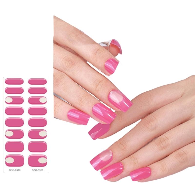 16 шт. полуотвержденные гелевые полоски для ногтей, стойкие полуотвержденные наклейки для ногтей с мягким глянцевым гелевым покрытием Гелевая наклейка для ногтей