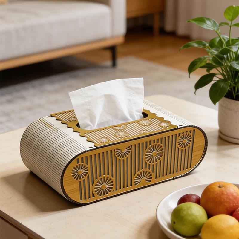 2026 New Wooden Carved Tissue Box, European Style Tissue Dispenser, Household Tabletop Storage Box, and Baby's First-year Gift