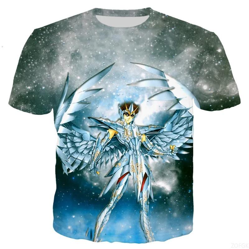 Summer New Harajuku Saint Seiya 3D Printed Street Fashion Casual Children Round Neck Loose Short Sleeve