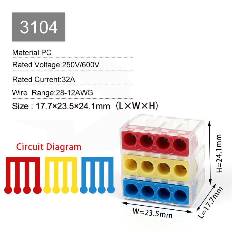 Quick Wire Connectors Compact Mini  Wiring Cable Conector For Home Junction Box Conductors Push-in Terminal Block AWG 28-12