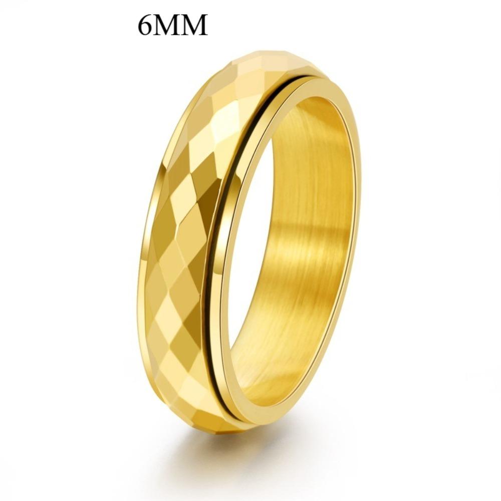Unisex Titanium Steel Rotating Diamond Ring Wide Narrow Face Trendy Jewelry for Men Women