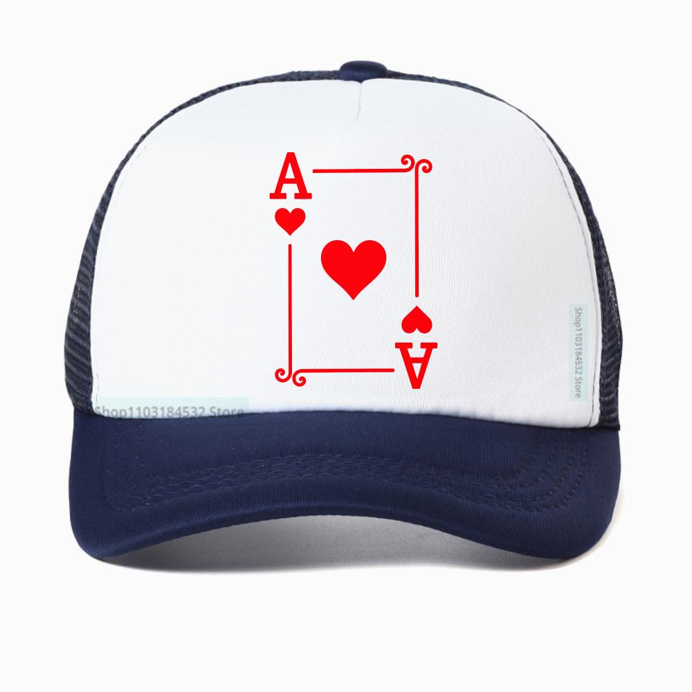 Funny Playing Cards Ace Hearts Graphic Baseball Cap Poker Party Casual Adjustable Breathable Casquette Hat