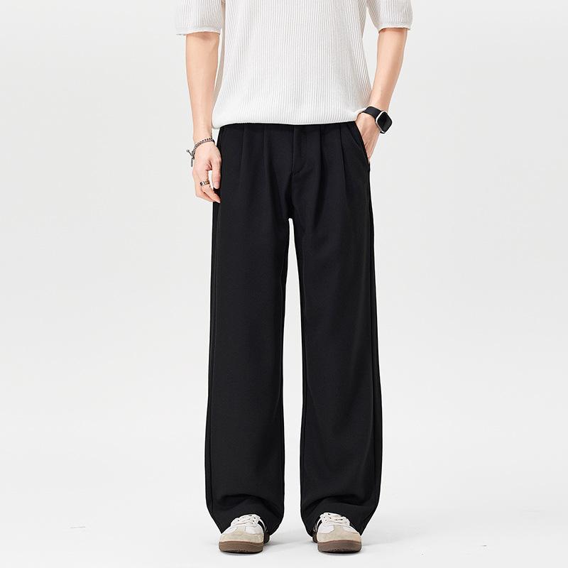 High-end casual pants men's spring and summer new old money style business pants loose straight wide-leg trousers men