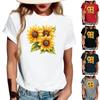 Women's Fashionable Round Neck Casual Retro Print Short Sleeved T-shirt Top