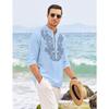Men’s Cotton Blend Short Kurta with Full Sleeves and Ethnic Neck Design | Casual Crinkle Texture Kurta with Mandarin Collar