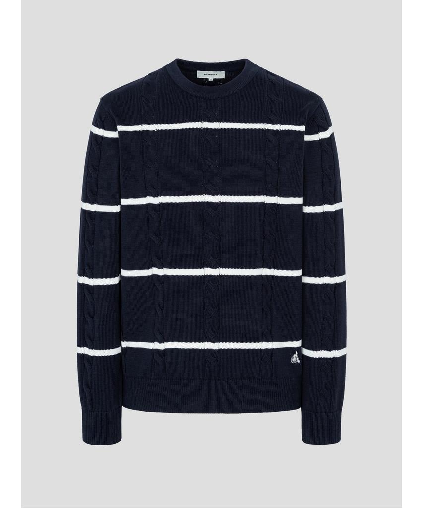 Binpolmen Cable Stripe Knit Navy