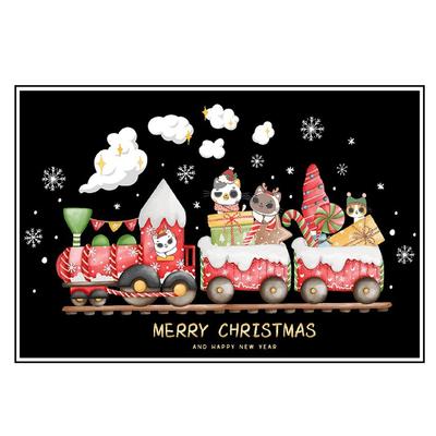 Multicolor Merry Christmas Sticker Cartoon Animal Ornament Christmas Train Window Sticker Removable Electrostatic