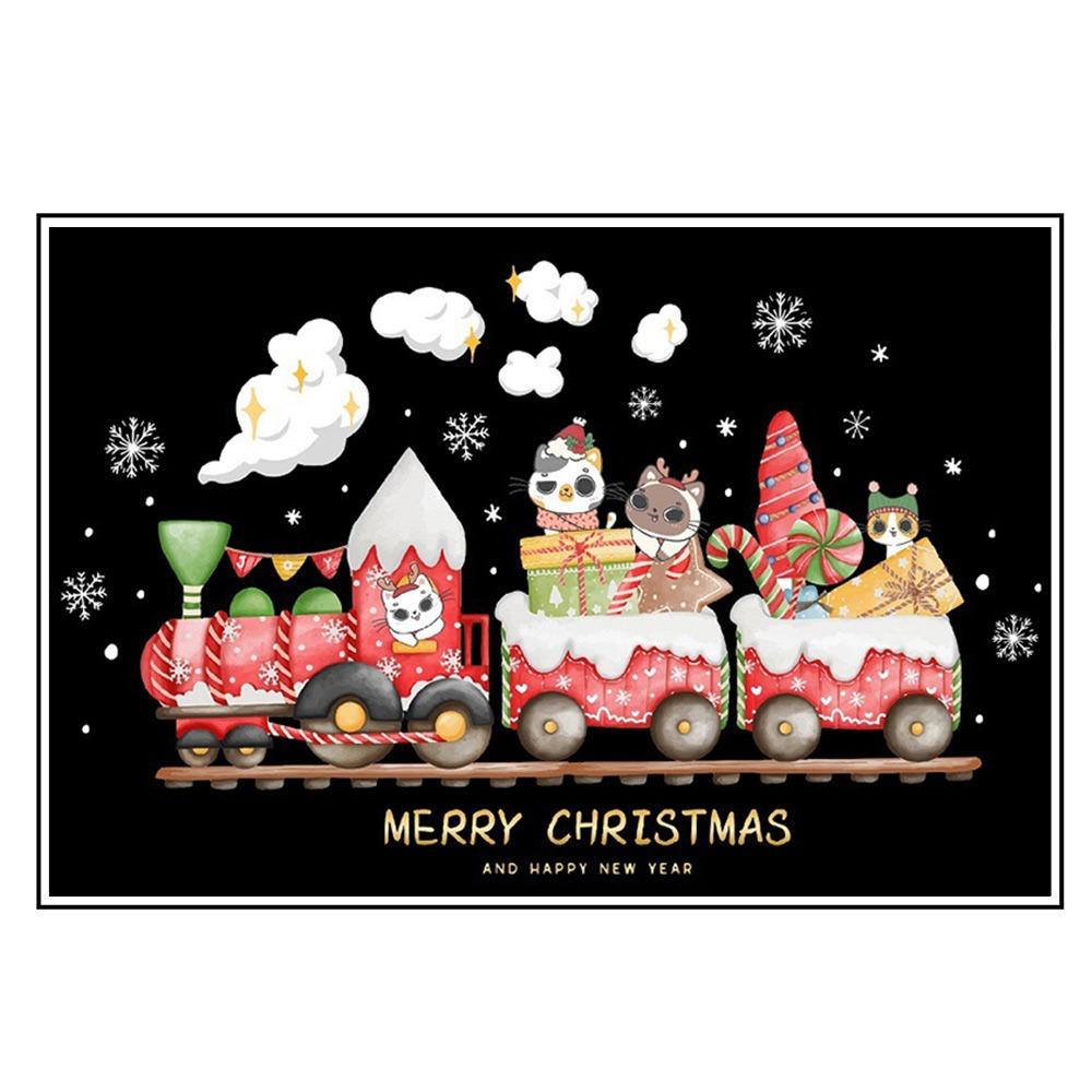 Multicolor Merry Christmas Sticker Cartoon Animal Electrostatic Christmas Train Window Sticker Removable Ornament