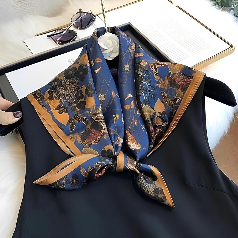 Silk Scarf Scarftop Headwraps For Women Vintage Four Seasons Hair Scarve 110X110Cm Hijab Foulard Bandana Femme Headscarf