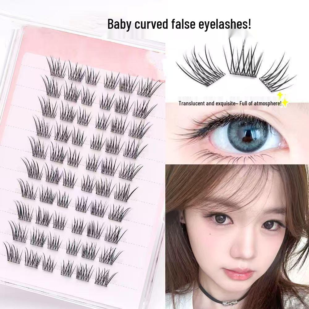 

Playful Little Fox Baby Curve False Eyelashes - Natural, Realistic, Slanted Flying Fox Style No Eyelashes, Only Glue Tweezers